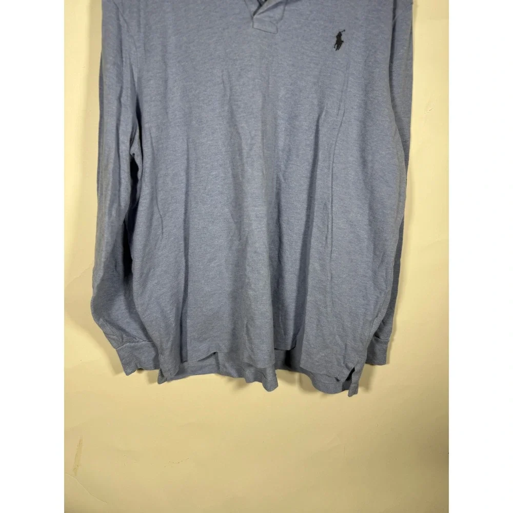 Polo Ralph Lauren Mens XL Long Sleeve Polo Shirt Light Blue Classic Fit Pony